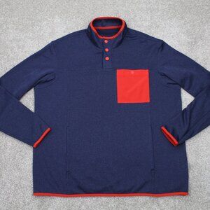 Duluth River Falls Snap Mock Sweatshirt Mens Large Blue/Red Relaxed‎ Fit L/S